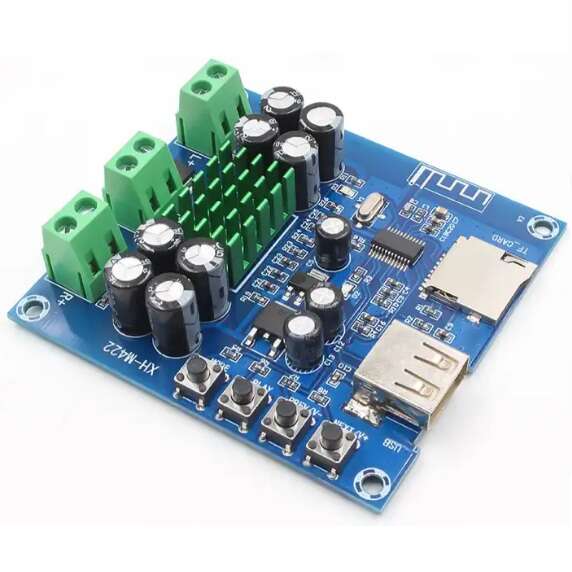 آمپلی فایرمدل XH-M422 با توان 2x50 وات با ورودی بلوتوث  TF-Card و USB با ولتاژ کاری 12 تا 24 ولت
