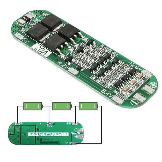 برد BMS سه سل برای باتری لیتیوم 12.6v 20a
