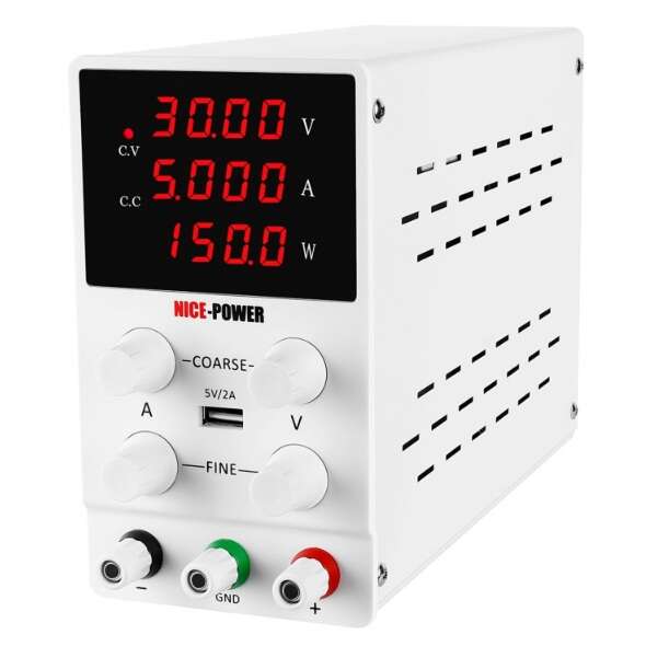 منبع تغذیه 30 ولت 10 آمپر نایس پاور مدل SPS305 دارای خروجی USB 2A و حفاظت در برابر اتصال کوتاه