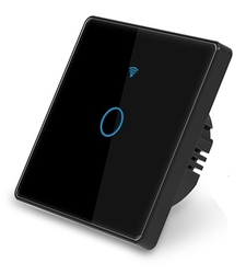 کلید تک پل هوشمند لمسی با قابلیت کنترل از طریق WiFi و ریموت 433MHz - قاب مشکی