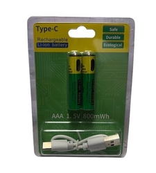 باتری نیم قلمی شارژی 800mAh جفتی با ورودی TYPE-C